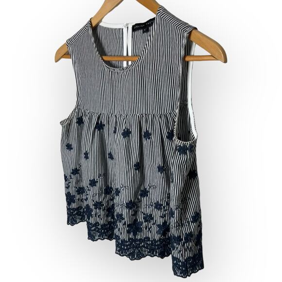 English Factory Women's Blue & White Striped Cotton Embroidered Blouse Size S - Picture 4 of 13